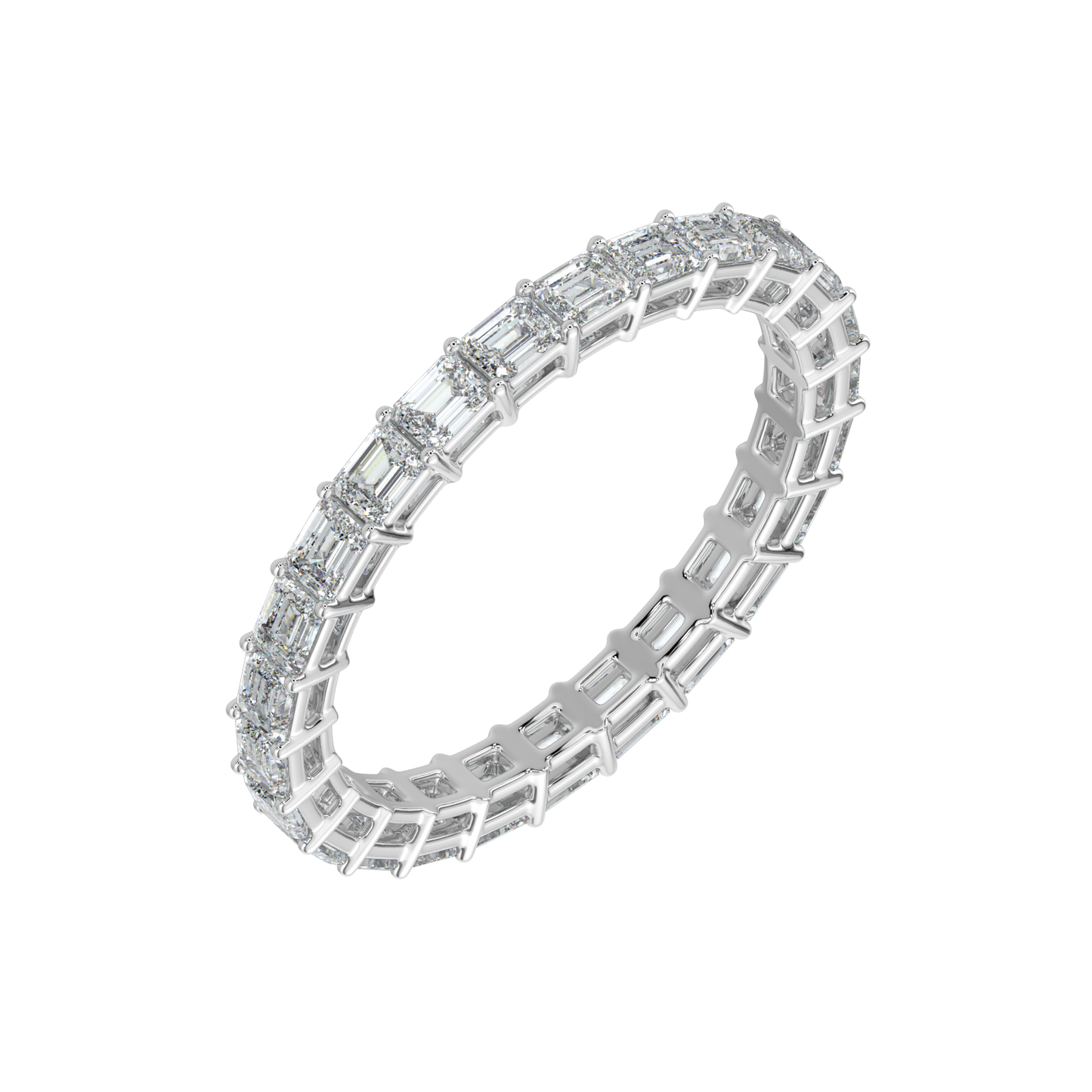 Emerald Diamond Band-White Gold