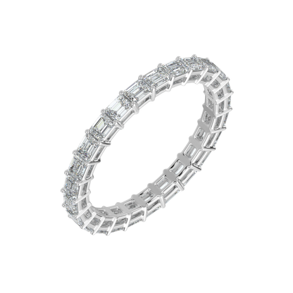Emerald Diamond Band-White Gold