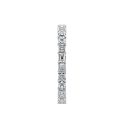 Emerald Diamond Band-White Gold