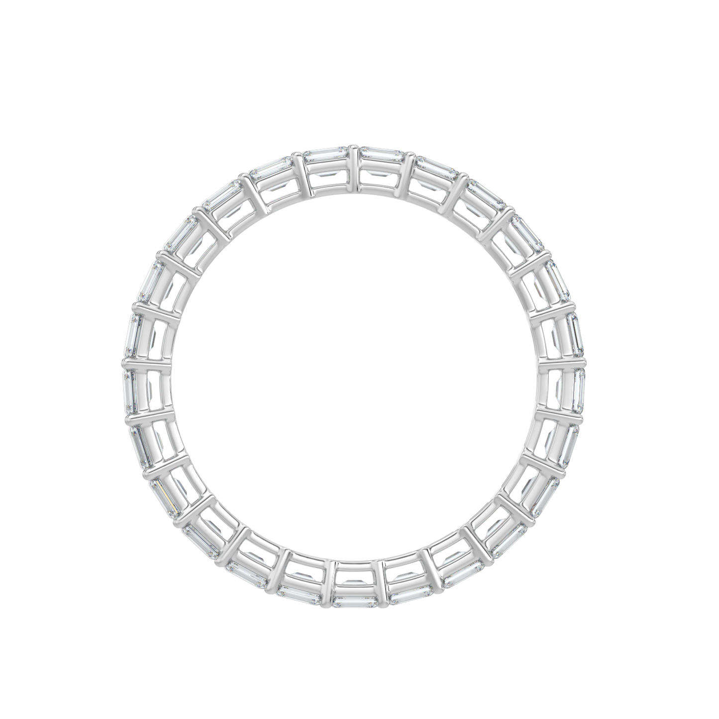 Emerald Diamond Band-White Gold