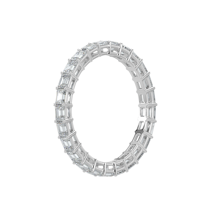 Emerald Diamond Band-White Gold