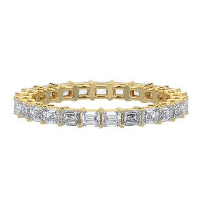 Emerald Diamond Band-Yellow Gold