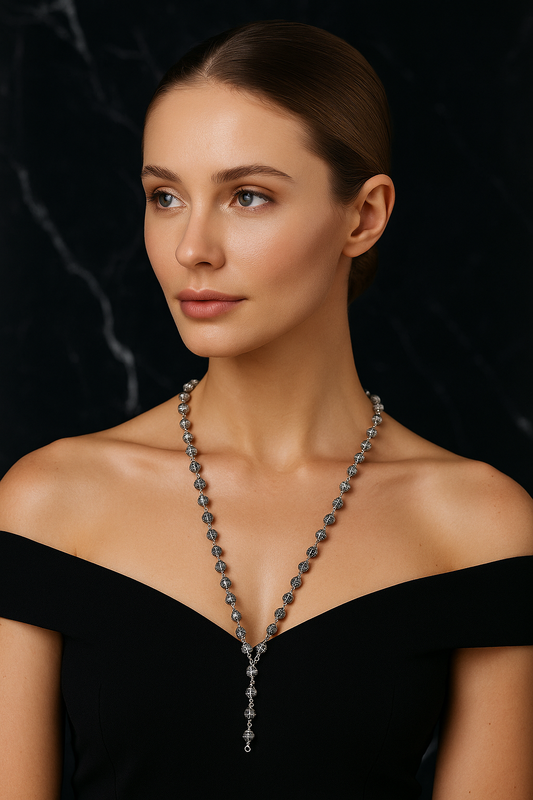 Sterling Silver Beaded Necklace Matar Maala Chain