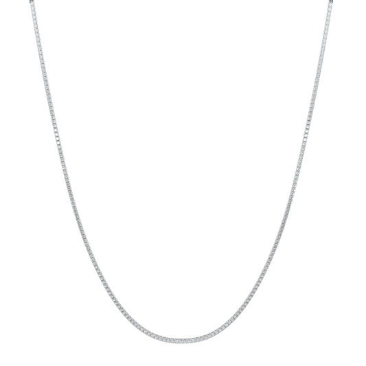 Radiant Diamond Tennis Necklace-White Gold