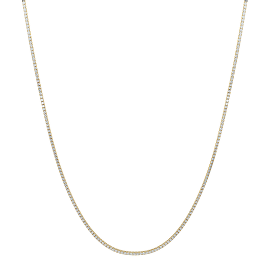 Radiant Diamond Tennis Necklace-Yellow Gold