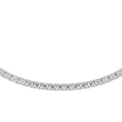 Radiant Diamond Tennis Necklace-White Gold