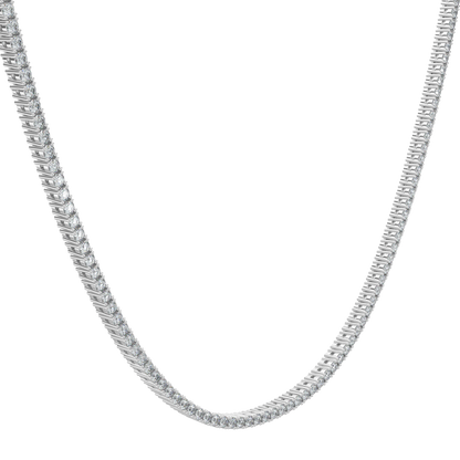 Radiant Diamond Tennis Necklace-White Gold