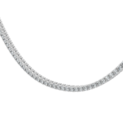 Radiant Diamond Tennis Necklace-White Gold
