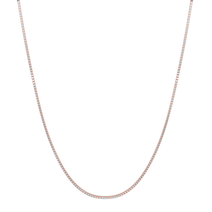 Radiant Diamond Tennis Necklace-Rose Gold