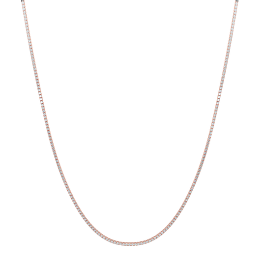 Radiant Diamond Tennis Necklace-Rose Gold