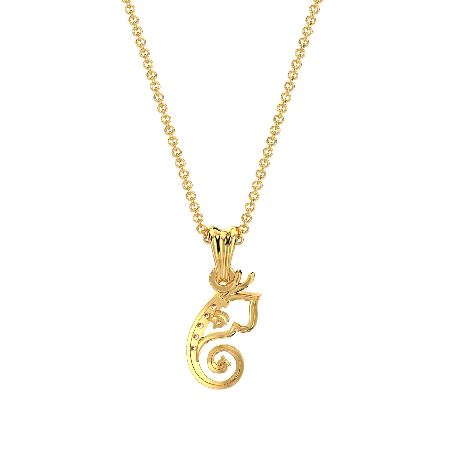Ganapati Diamond Pendant-Yellow Gold