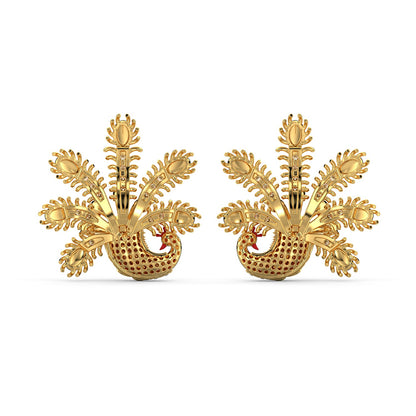 Luminescent Peacock Earrings-Yellow Gold