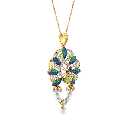 Regal Peacock Pendant-Yellow Gold