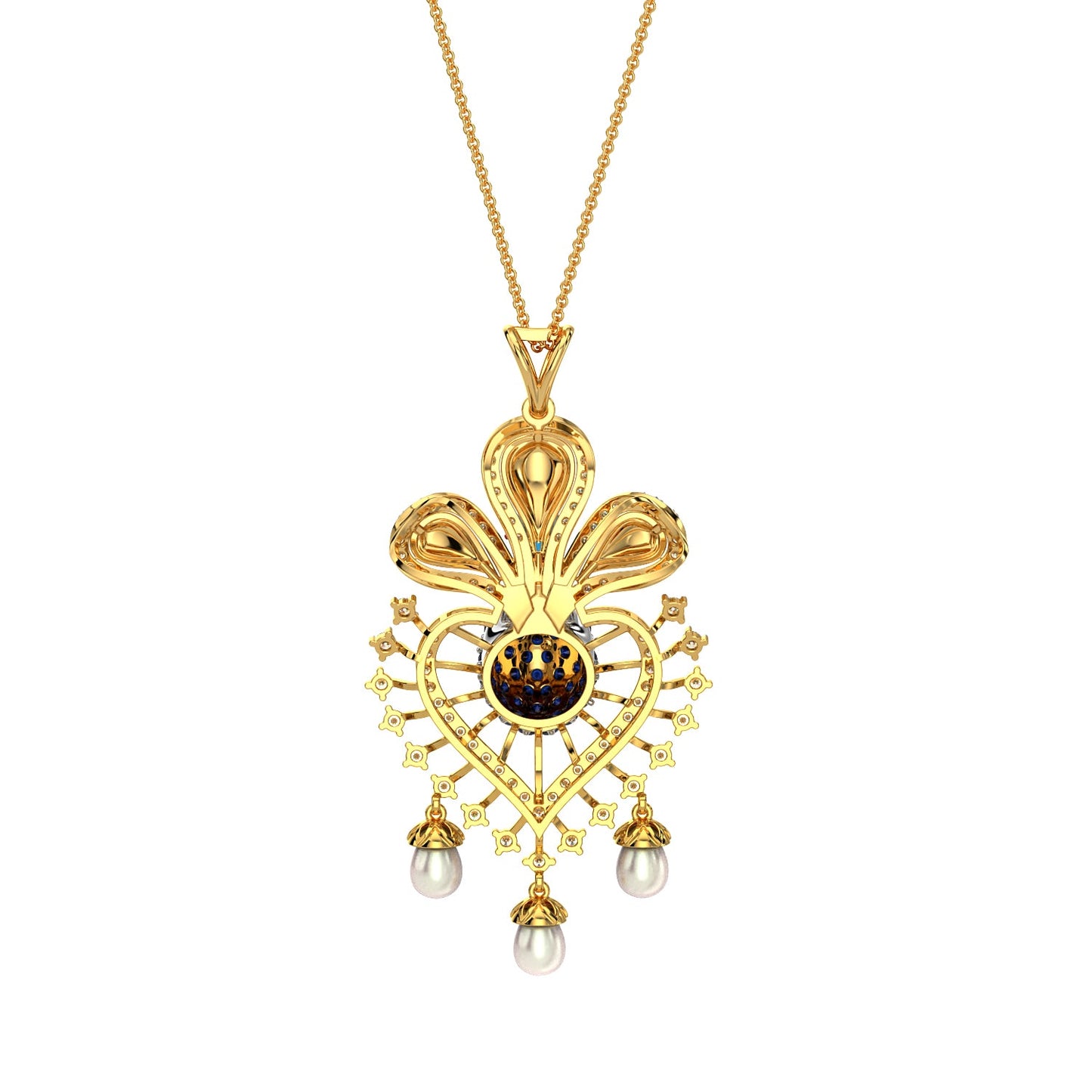 Exquisite Peacock Pendant-Yellow Gold