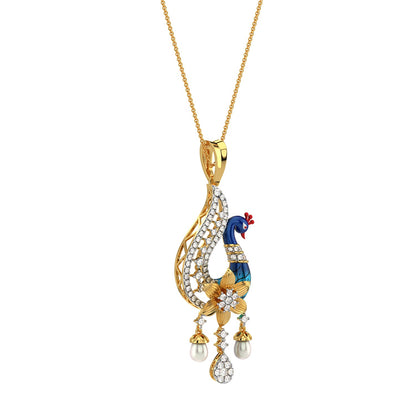 Peacock Treasures Pendant-Yellow Gold