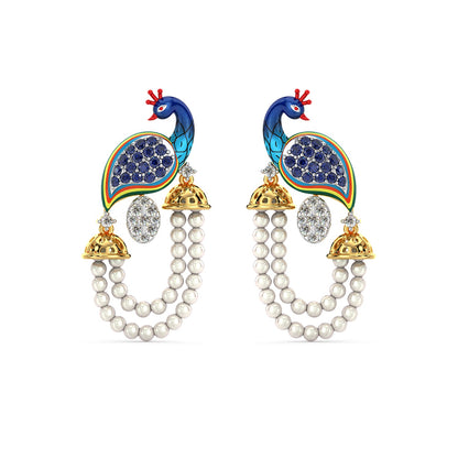Radiant Peacock Pearl Earrings-Yellow Gold