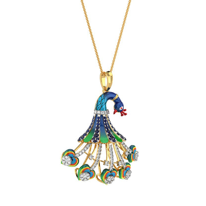 Grace Peacock Pendant-Yellow Gold