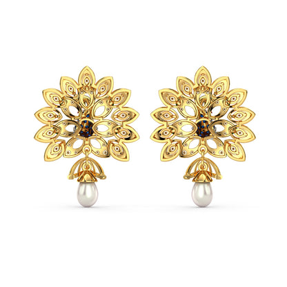 Regal Radiance Peacock Earring-Yellow Gold