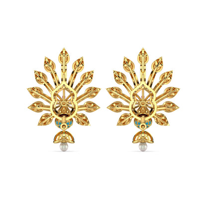 Majestic Plumage Earrings-Yellow Gold