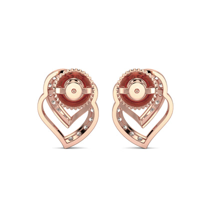 Heart Diamond Earrings-Rose Gold