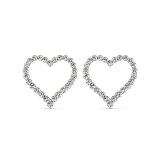 Diamond Heart Earrings-Yellow Gold