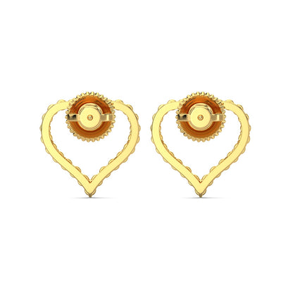 Diamond Heart Earrings-Yellow Gold