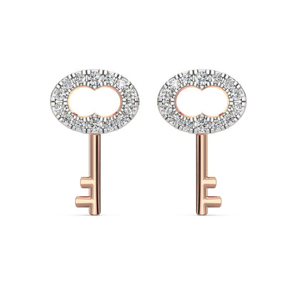Key Diamond Earrings-Rose Gold