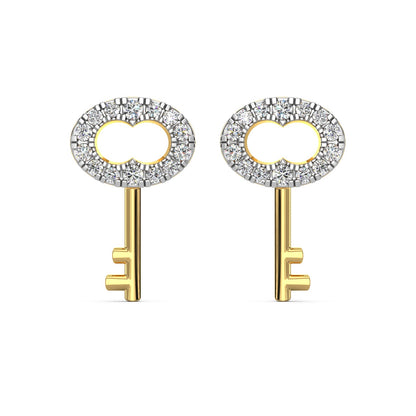 Key Diamond Earrings-Yellow Gold