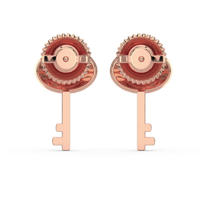 Key Diamond Earrings-Rose Gold
