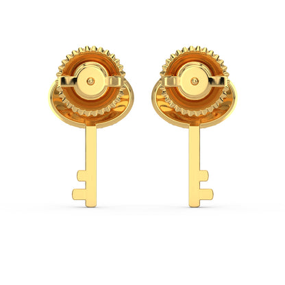 Key Diamond Earrings-Yellow Gold