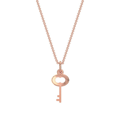 Key Diamond Chain Necklace-Rose Gold