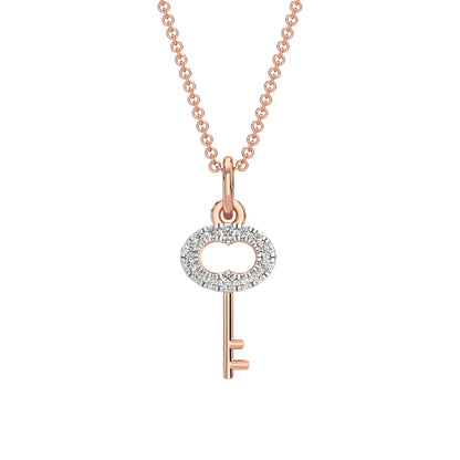 Key Diamond Chain Necklace-Rose Gold