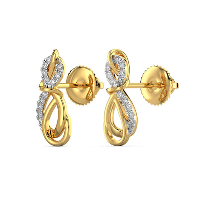 Twin Infinity Diamond Earrings-Yellow Gold