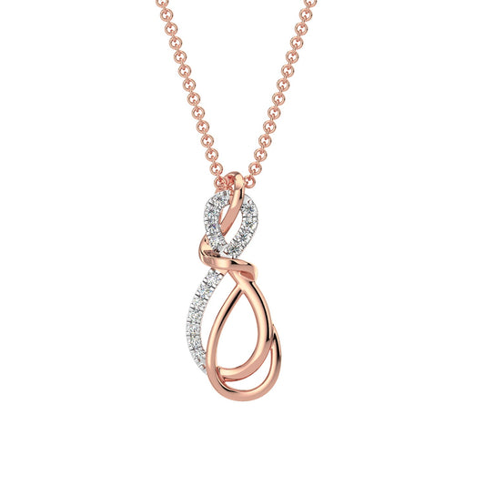Twin Infinity Diamond Chain Necklace-Rose Gold