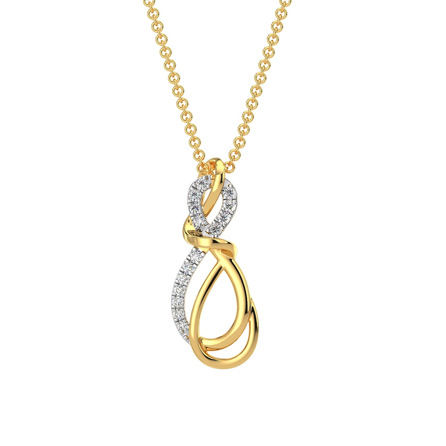 Twin Infinity Diamond Chain Necklace-Yellow Gold
