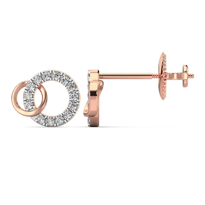 Connected Circles Diamond Earrings-Rose Gold