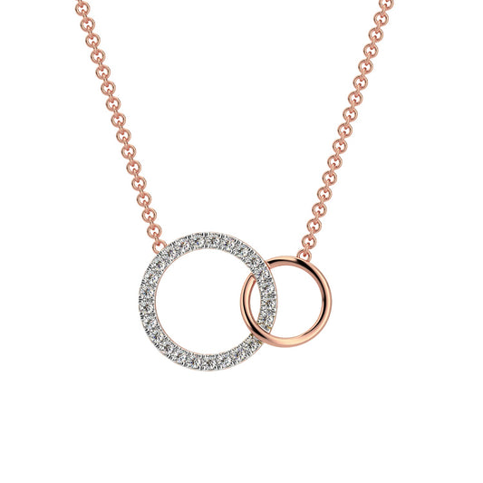 Connected Circles Diamond Chain Necklace-Rose Gold
