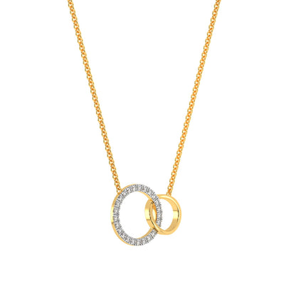 Connected Circles Diamond Chain Necklace-Yellow Gold