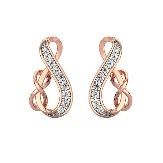Dual Infinity Diamond Earrings-Rose Gold
