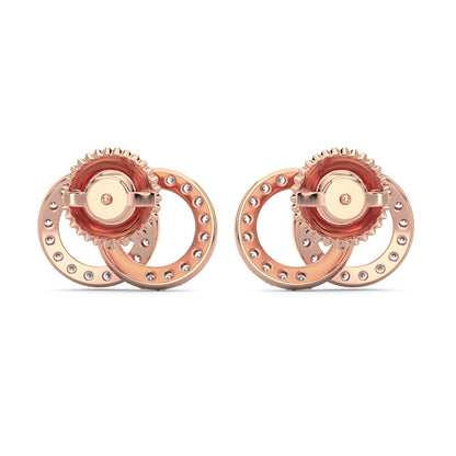 Dual Circle Diamond Earrings-Rose Gold