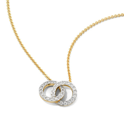 Dual Circle Diamond Chain Necklace-Yellow Gold