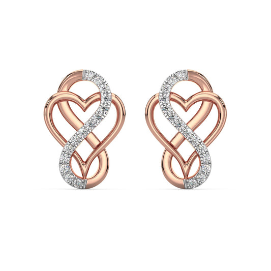 Heart Infinity Diamond Earrings-Rose Gold
