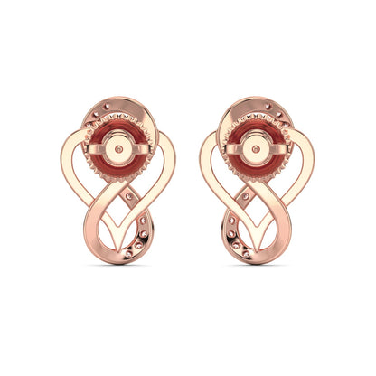 Heart Infinity Diamond Earrings-Rose Gold