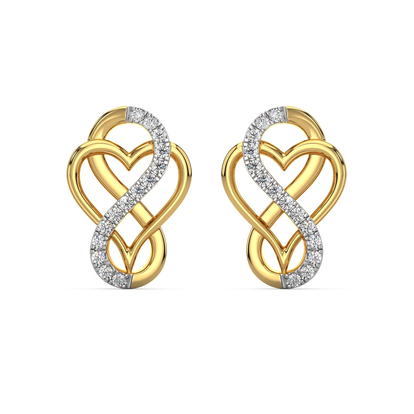Heart Infinity Diamond Earrings-Yellow Gold