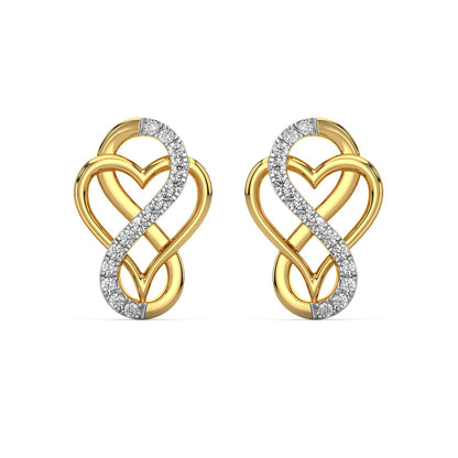 Heart Infinity Diamond Earrings-Yellow Gold