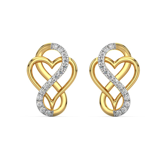 Heart Infinity Diamond Earrings-Yellow Gold