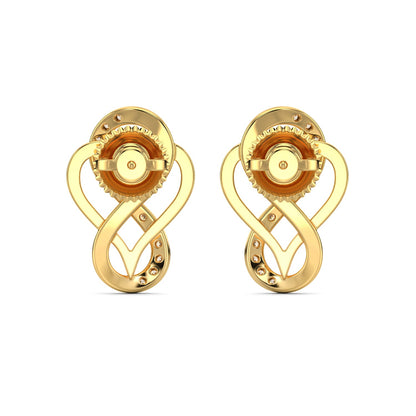 Heart Infinity Diamond Earrings-Yellow Gold