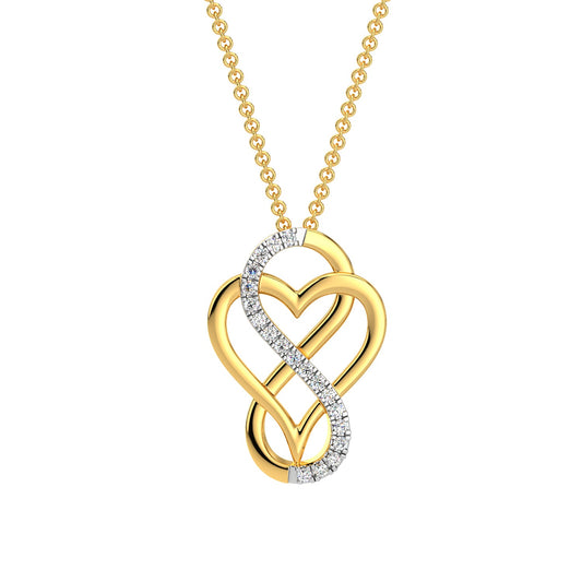 Heart Infinity Diamond Chain Necklace-Yellow Gold