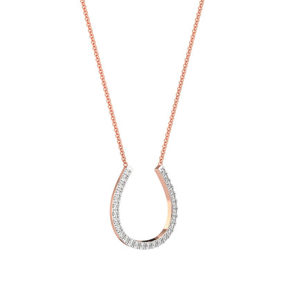 Horseshoe Diamond Chain Necklace-Rose Gold