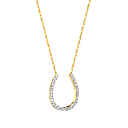 Horseshoe Diamond Chain Necklace-Yellow Gold